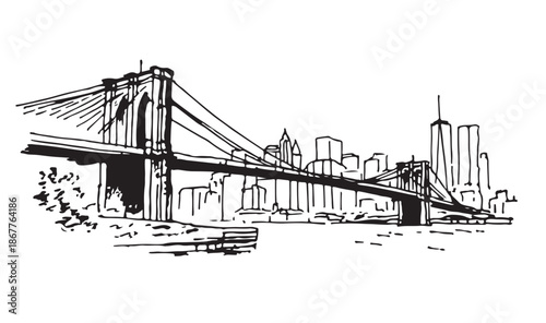 New York, USA. Brooklyn bridge, Travel sketch	
be Illustrator Artwork