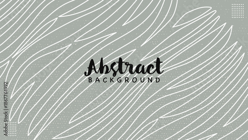 Nature Banner Abstract Wavy Lines Leaves Green Background.