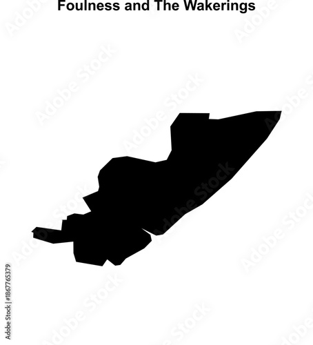 Foulness and The Wakerings (England) blank outline map