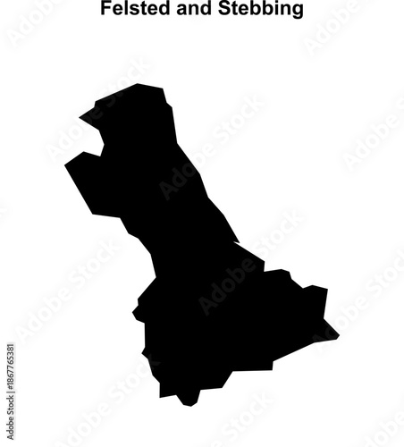 Felsted and Stebbing (England) blank outline map