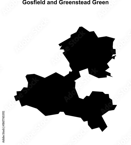 Gosfield and Greenstead Green (England) blank outline map