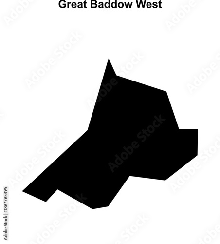 Great Baddow West (England) blank outline map