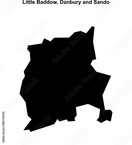 Little Baddow, Danbury and Sando (England) blank outline map