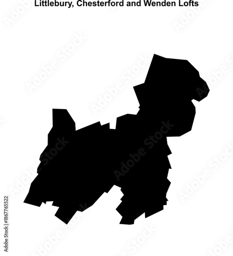 Littlebury, Chesterford and Wenden Lofts (England) blank outline map