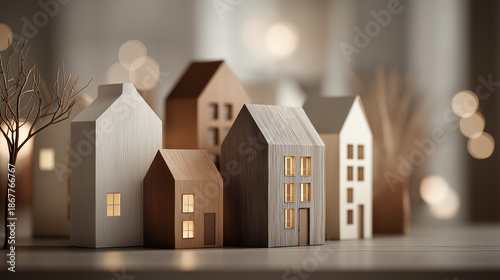 3D miniature modern handcrafted houses