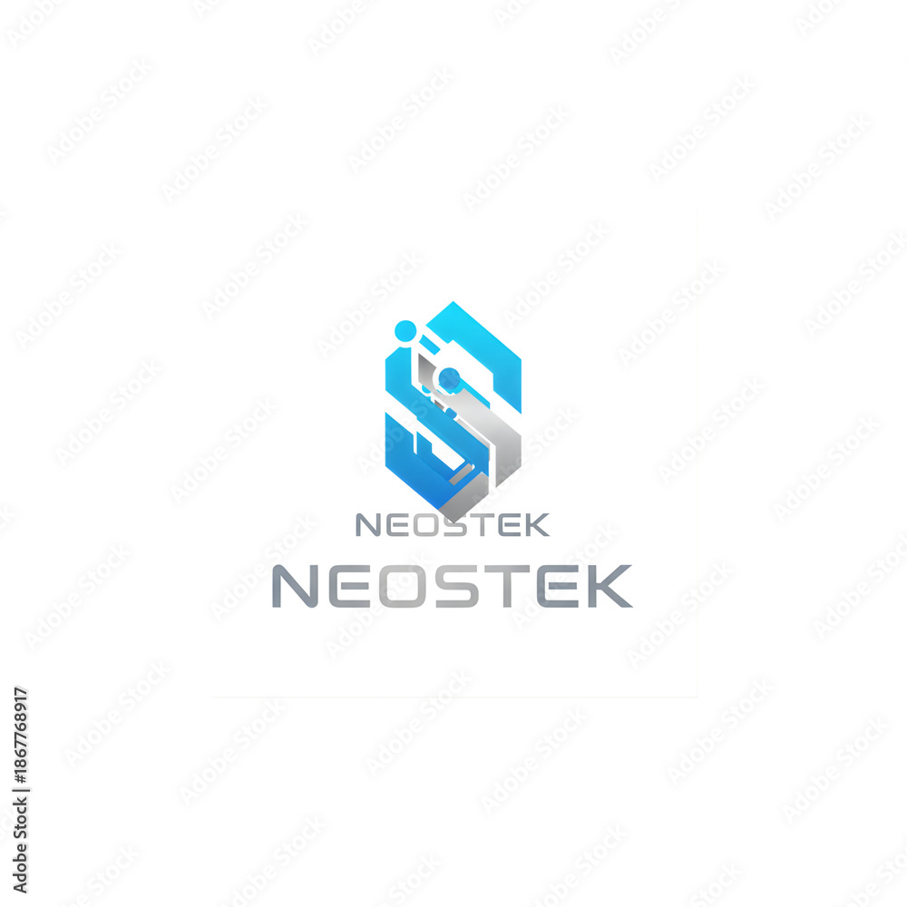 Obraz premium Neostek Modern Blue Abstract Geometric Tech Logo
