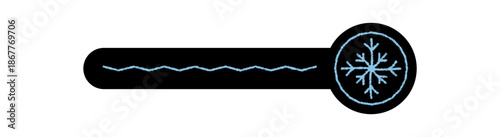 Frozen snowflake sticker with chalk symbol and icy element in blue and black. This winter ornament adds frost cold to any package, merging xmas chill crayon detail with a snow flake touch.