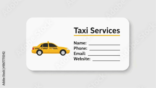 Taxi service business card with yellow cab graphic