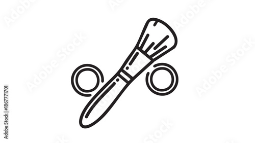 A minimalist illustration of a paintbrush with two circles on a white background