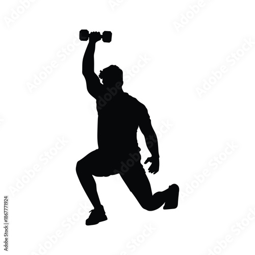 Dumbbell Overhead Lunge position silhouette.eps
