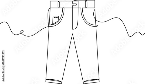 one line art Jeans vector illustration. line art, one continuous line, simple, hand drawn and sketch style. for icons, symbols, signs or logos. PNG