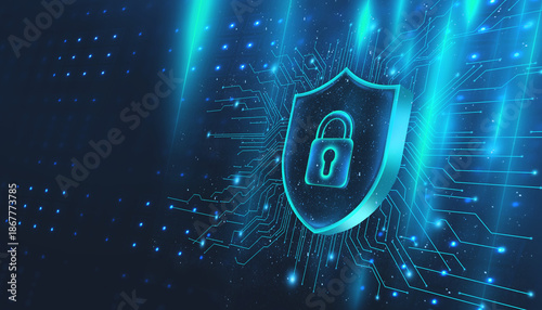 Network security system, neon. Personal data information. Technology services in the field of information and cybersecurity. Internet technologies.