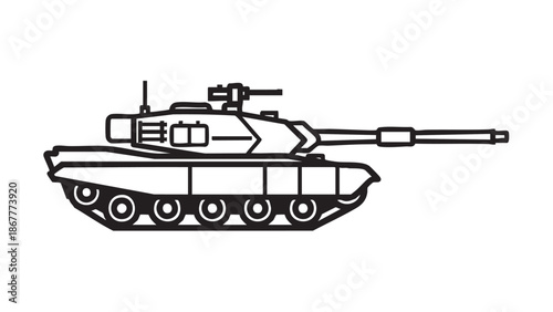 A detailed illustration of a tank from the side view on a white background