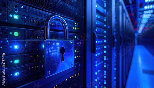 Physical and Digital Security: Locked Server Rack for Data Protection