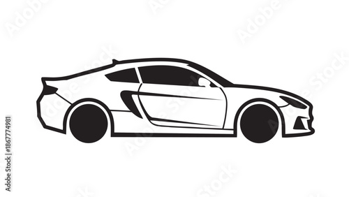 A sleek sports car illustration viewed from the side on a clean white background.