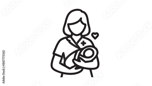 A nurse tenderly cradling a baby in her arms with love and care