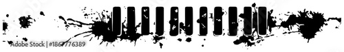 Creative horizontal ink splatter with vertical piano keys pattern