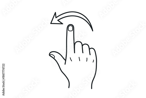 Hand gesture with finger pointing up and arrow rotating to the right