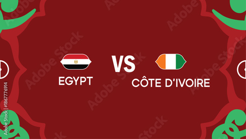 Egypt And Ivory Coast African Nations Morocco 2025 Flags Emblem Teams Countries African Football Logo Design Vector Illustration