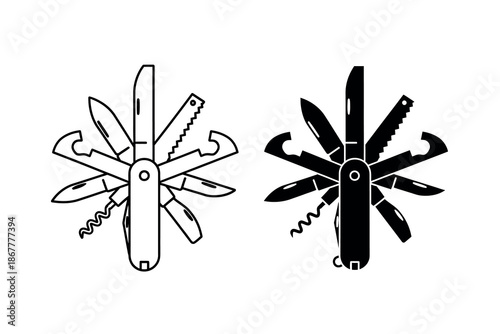 Multitool pocket knife with various functions and tools