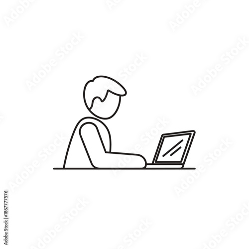 Man Working on Laptop Computer Illustration.