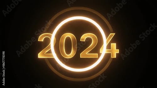 Year 2024 animated golden circle