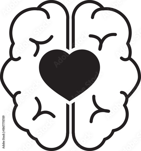 Heart and Brain Combination Icon