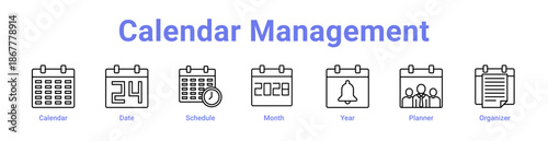 Calendar Management Icon Banner and Collection