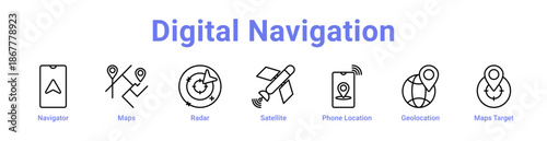 Digital Navigation Icon Banner and Collection