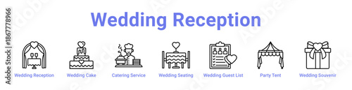 Wedding Reception Icon Banner and Collection