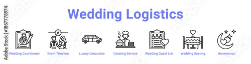 Wedding Logistics Icon Banner and Collection