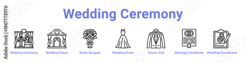 Wedding Ceremony Icon Banner and Collection