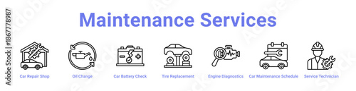 Maintenance Services Icon Banner and Collection