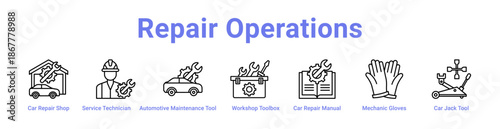 Repair Operations Icon Banner and Collection