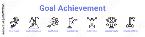 Goal Achievement Icon Banner and Collection