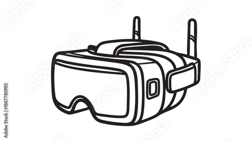 A simple line drawing of a small boat with oars on a white background