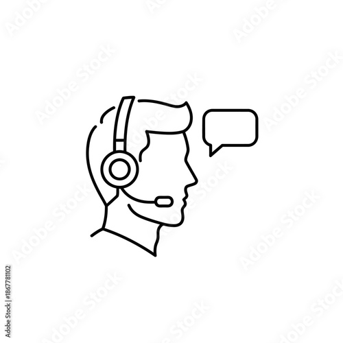 Man Wearing Headset and Speaking.