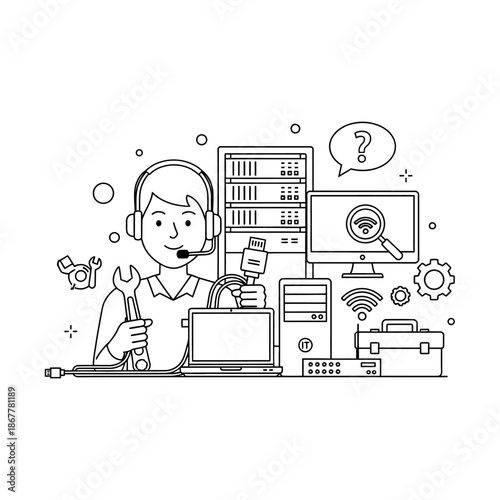 IT Support Specialist Working on Computer Issues.