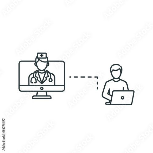 Doctor Consulting Patient Online via Computer.