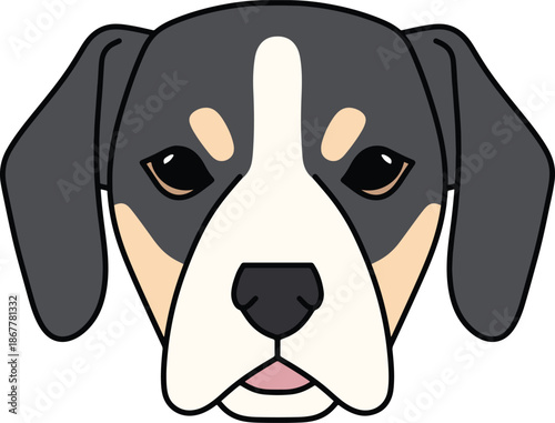 Adorable Dog Face with Black, Tan, and White Markings
