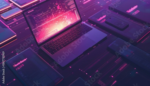 Exciting cyber monday online shopping experience featuring laptop and smartphone devices