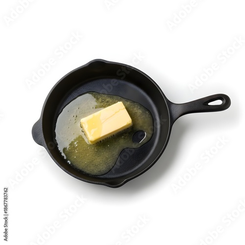 butter melting in a frying pan