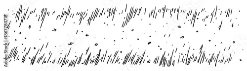 Abstract black and white sketch texture with rain like lines and dots