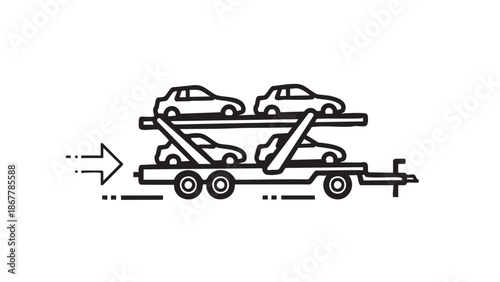 Cars being transported on a car carrier trailer on a highway