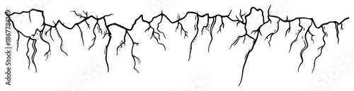 Hand drawn sketch of horizontal ground cracks or wall fissures