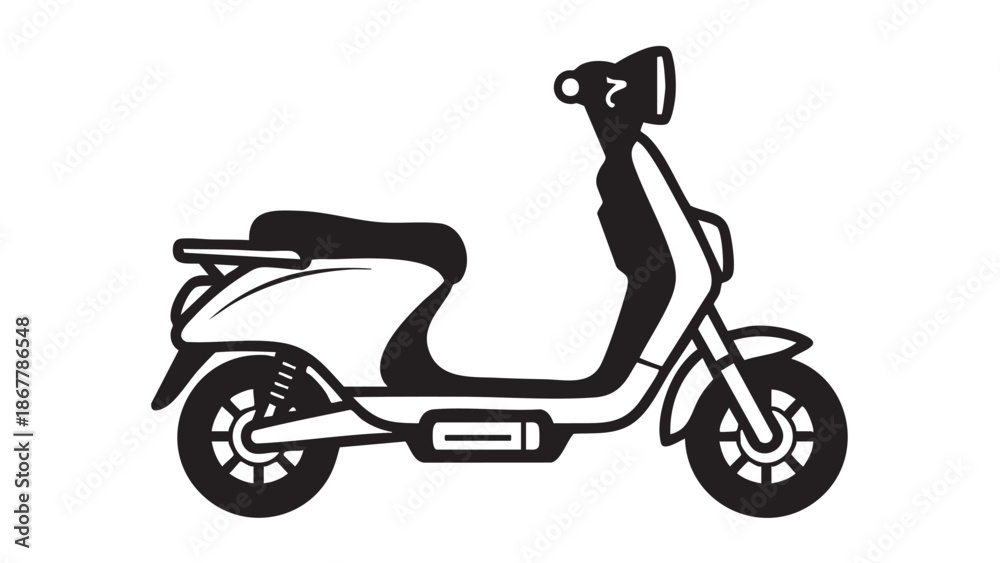 Fototapeta premium A sleek scooter illustration on a plain white background viewed from the side