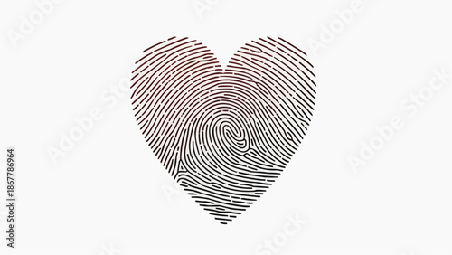 Heart shaped fingerprint texture symbolizing love, identity, and unique connection