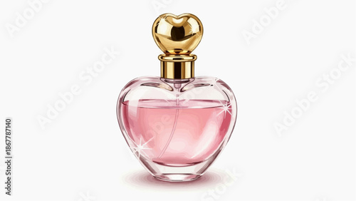 Heart shaped perfume bottle with pink liquid