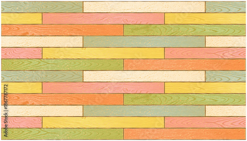 カラフルな板材のシームレスベクター背景｜Colorful Wooden Planks Seamless Vector Pattern