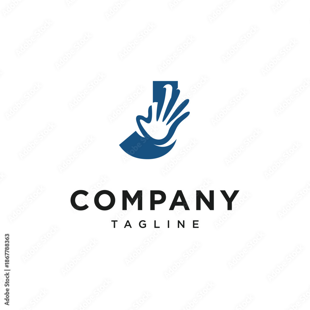 Fototapeta premium Letter J Palm Hand Logo Icon Vector